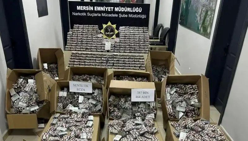 Mersin’de Tarihi Uyuşturucu Hap Operasyonu: 387 Bin Hap Ele Geçirildi